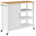Crosley Furniture Tristan Open Rolling Kitchen Island Cart, Microwave Stand, Coffee Bar, With Shelves, White