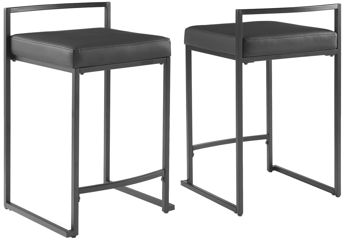 Crosley Furniture Harlowe Upholstered Seat Counter Height Bar Stools Set of 2, Kitchen and Dining, Matte Black