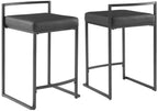 Crosley Furniture Harlowe Upholstered Seat Counter Height Bar Stools Set of 2, Kitchen and Dining, Matte Black