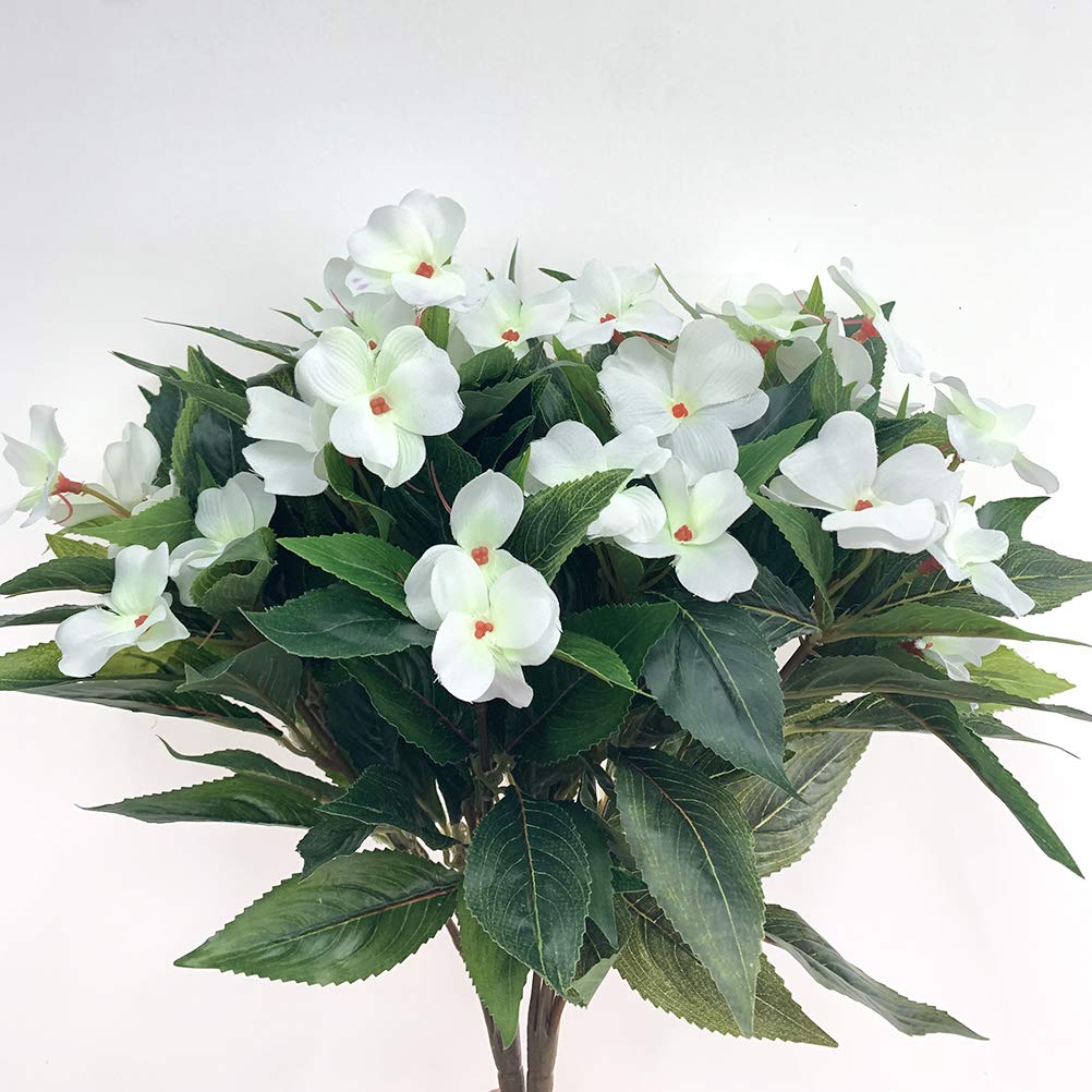 Lopkey Artificial Impatiens Bouquet Flower Patio Lawn Garden Wedding Photo Decor(2Pcs)