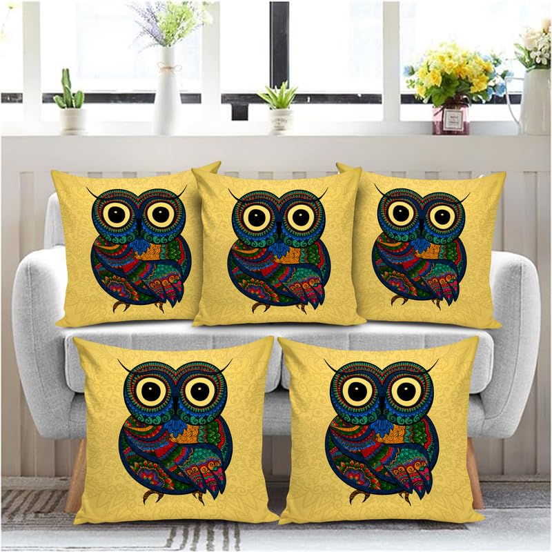 Bmrgifts Soft Fabric Decorative Designer Printed Cushion Cover Decorations For Sofa Living Room 12 X 12 Inch Set Of 5 Multi (Cc6