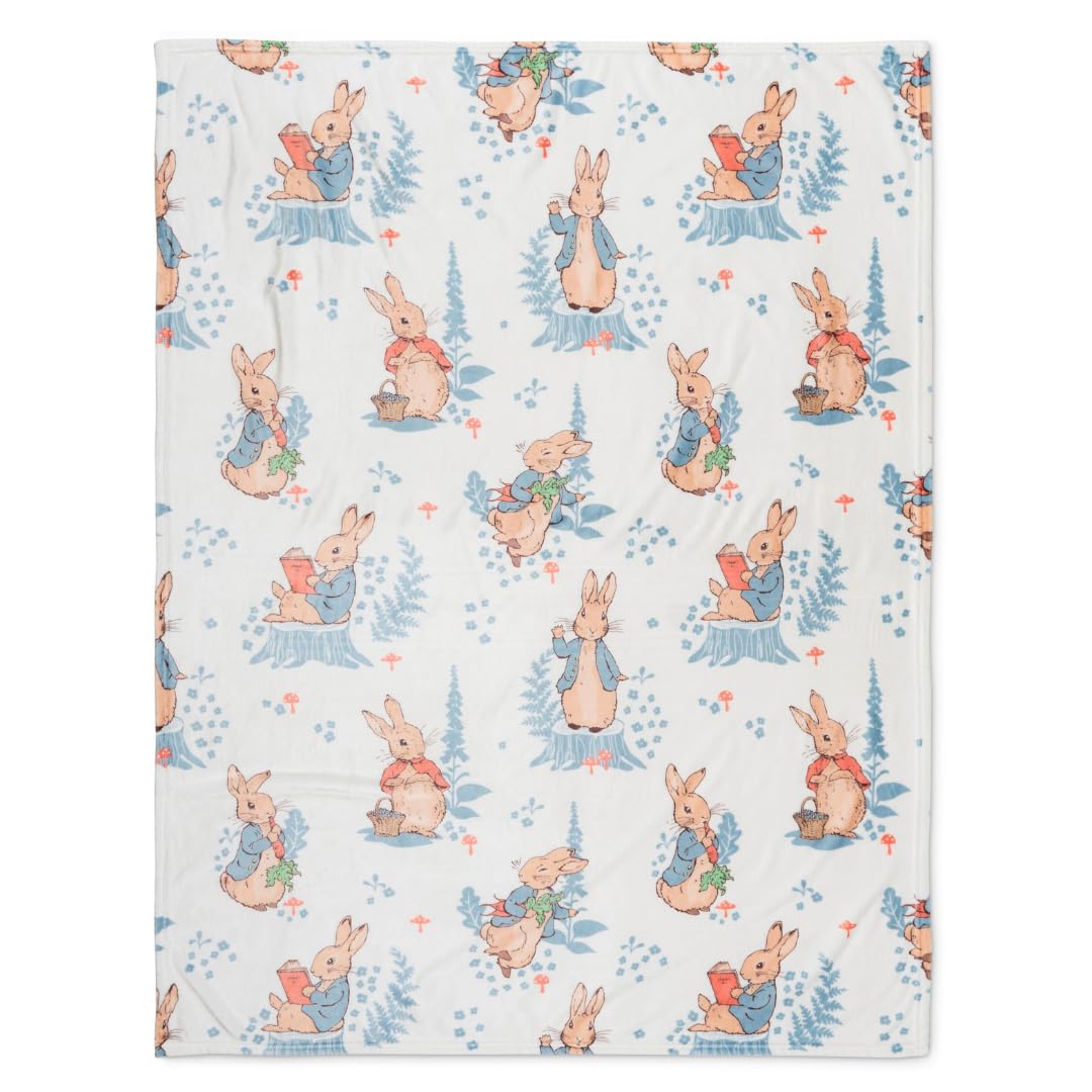 Franco Peter Rabbit Book Easter Kids Bedding Super Soft Cozy Throw, 46 In X 60 In, (Officially Licensed Product)