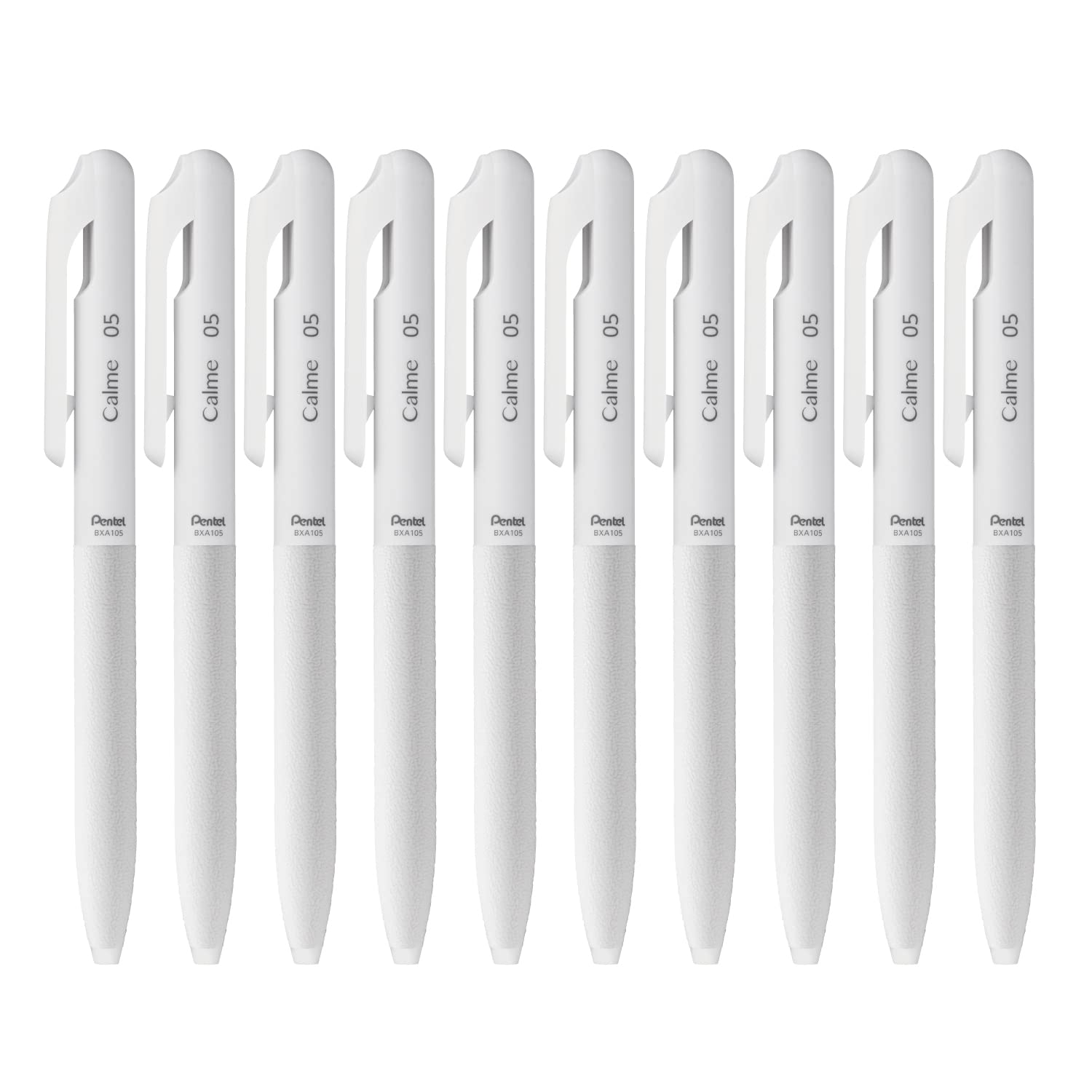Pentel Oil Based Ballpoint Pen, Calme 0.5Mm, Grayish, White, Black Ink, 10 Count Bxa105W-A