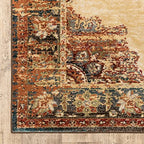 HomeRoots Polypropylene 8’ x 10’ Gold and Orage Floral MedallionArea Rug