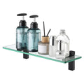 KES 15.8 Inch Glass Shelf for Bathroom Wall Mounted, 8mm Tempered Glass Wall Shelf Matte Black, BGS3201S40-BK