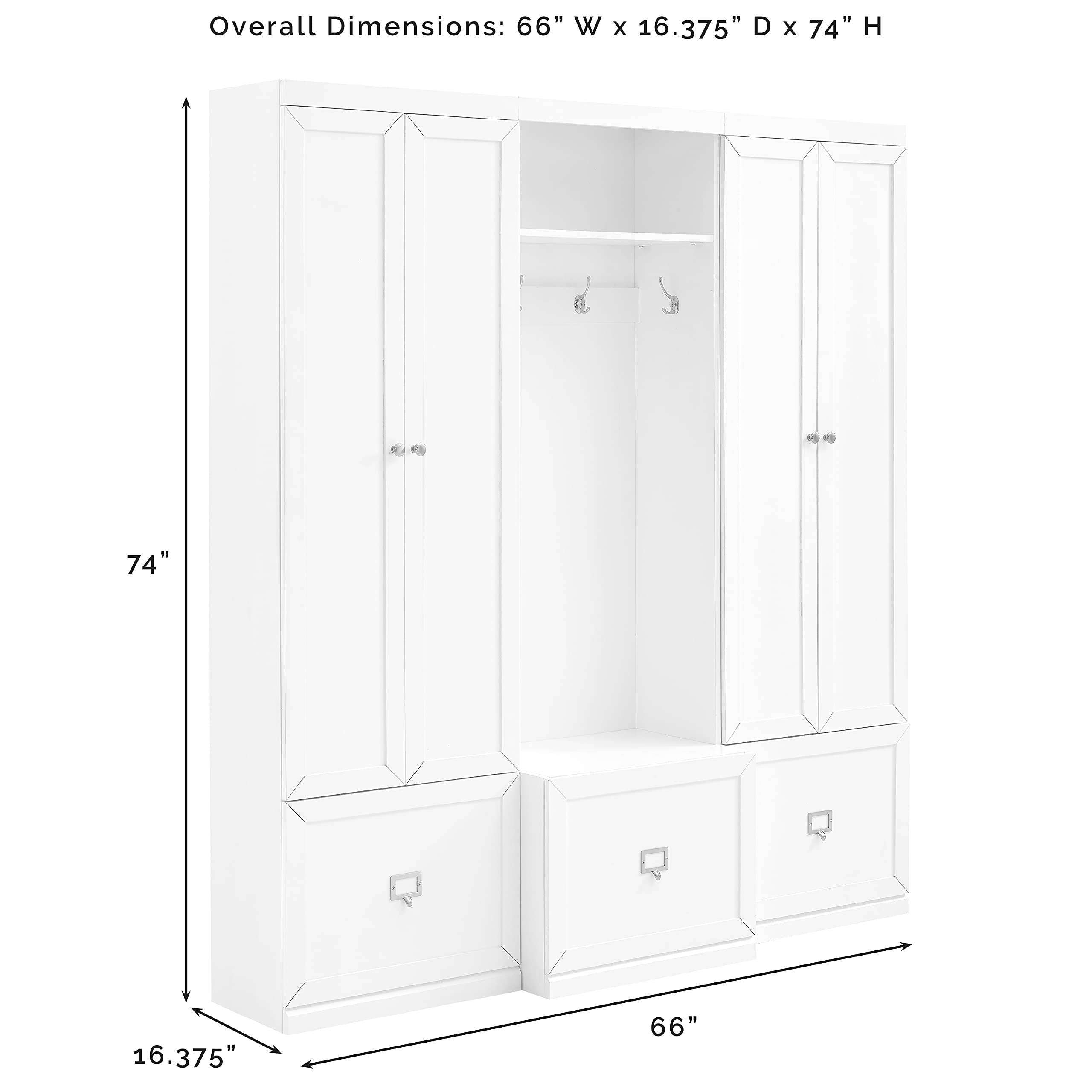 Harper 3-Piece Hall Tree and Storage Cabinet Set - Thumbnail 3