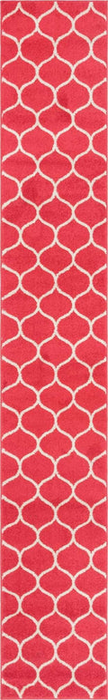 Unique Loom Trellis Frieze Collection Area Rug - Rounded (2' x 13' 1'' Runner, Pink/ Ivory)