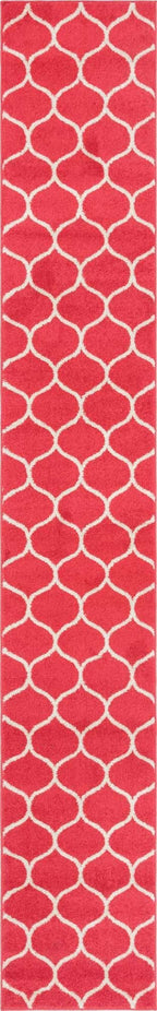 Unique Loom Trellis Frieze Collection Area Rug - Rounded (2' x 13' 1'' Runner, Pink/ Ivory)