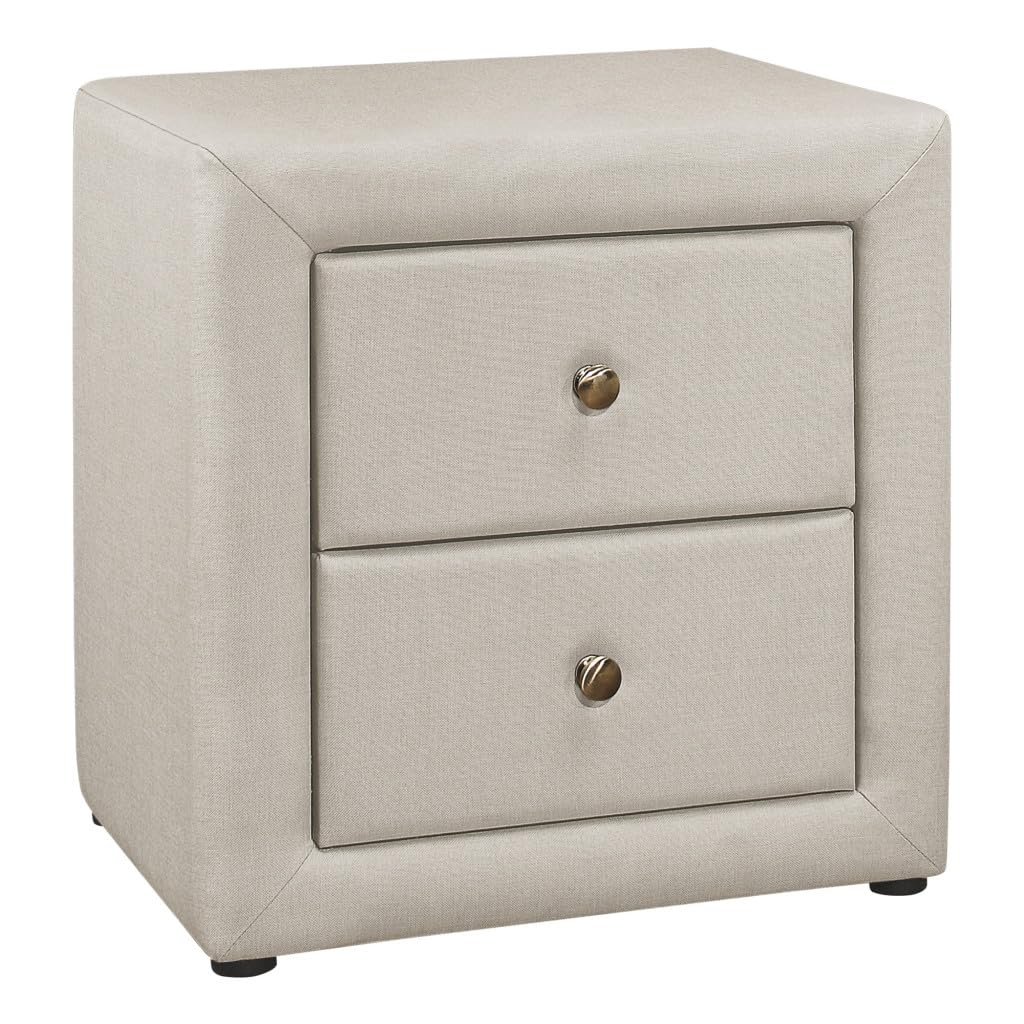 HomeRoots 489770 21 in. Linen Blend Two Drawer Nightstand Beige