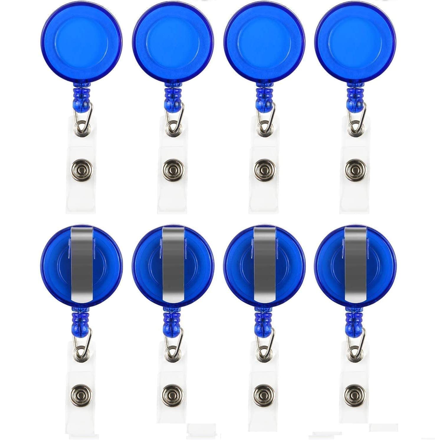 Janyun 50 Pcs Retractable Badge Reels Clip Holders With Hanging Id Name Card Key Chain For Office Worker Nurse (Blue)