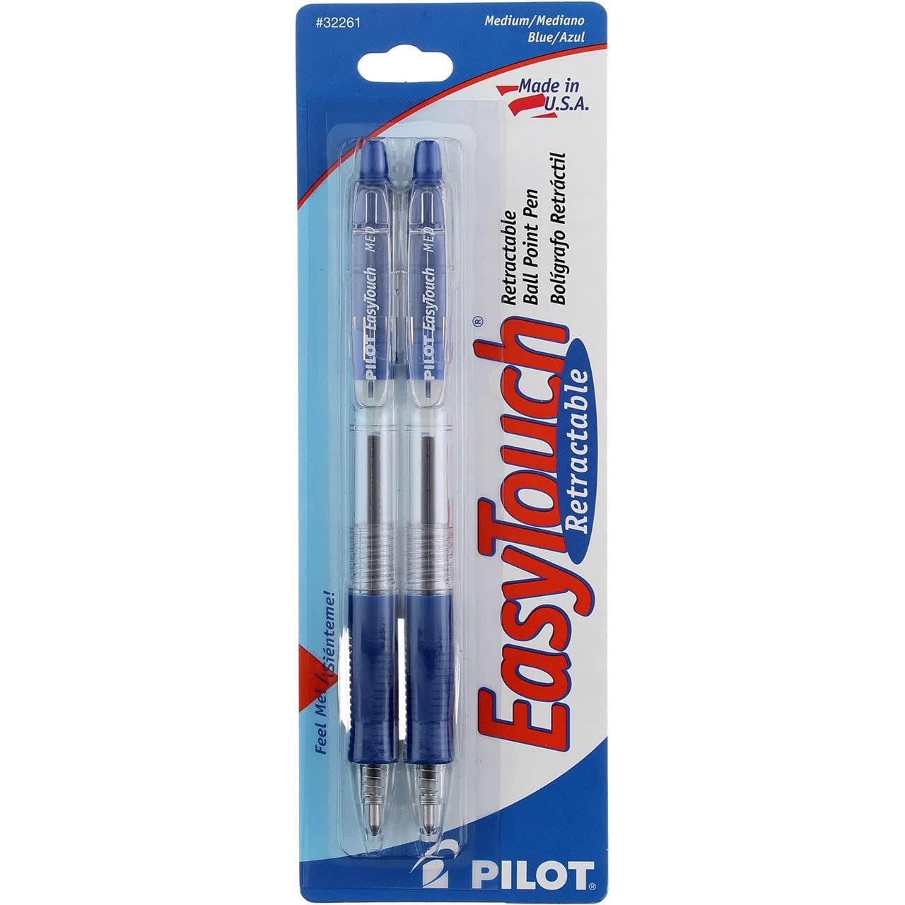 Pilot 32261 Blue Easy Touch Retractable Ball Point Pen 2 Count