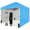 Crown Shades 10X10 Comercial Instant Canopy Pop Up Tent With Center Lock (10X10 With 4 Sidewalls, Sky Blue)