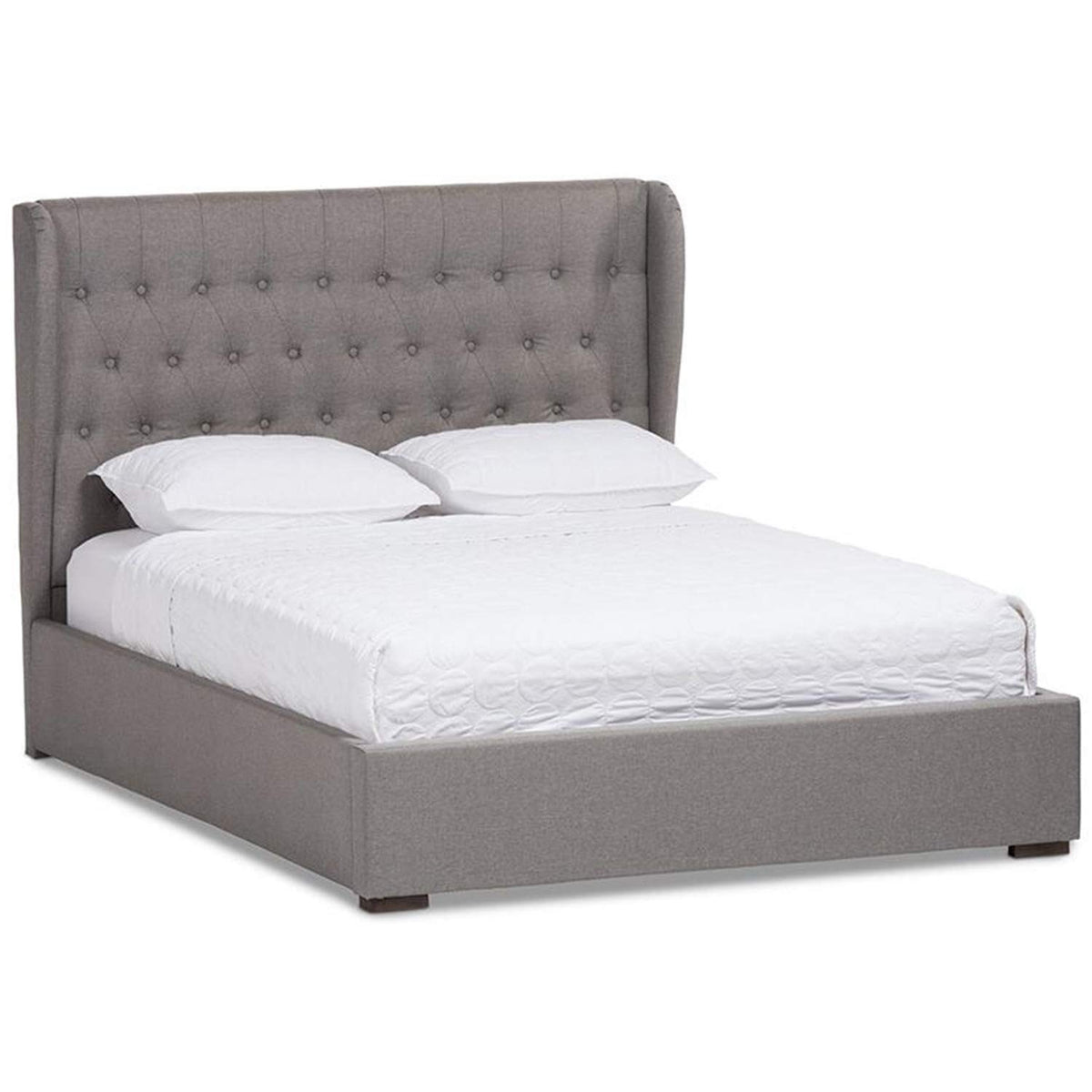 Baxton Studio Penelope Light Gray Fabric Queen Platform Bed