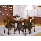 East West Furniture KELY7-ESP-LC 7 Piece Kitchen Table & Chairs Set Consist of an Oval Dining Table with Butterfly Leaf and 6 Faux Leather Dining Room Chairs, 42x60 Inch, Espresso