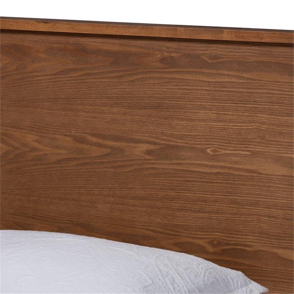 Baxton Studio Gisa Mid-Century Modern Transitional Walnut Brown Finished Wood Twin Size Platform Bed