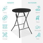 Best Choice Products 32In Bar Height Folding Table, Round Indoor Outdoor Accessory For Patio, Backyard, Dining Room, Events W/Thick Table Top, Metal Frame, Locking Legs, 330Lb Weight Capacity - Black