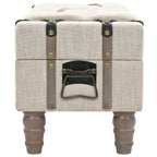vidaXL 43.7” Cream Fir Wood & Fabric Storage Bench- Durable, Stylish & Comfortable- Ample Storage, Easy Assembly