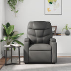 vidaXL Gray Leather Recliner Chair with 6-Point Vibration Massage, Adjustable Backrest & Footrest, Cup Holders, Side Pocket, Padded Seat, Perfect for Living Room or Home Theater Seating