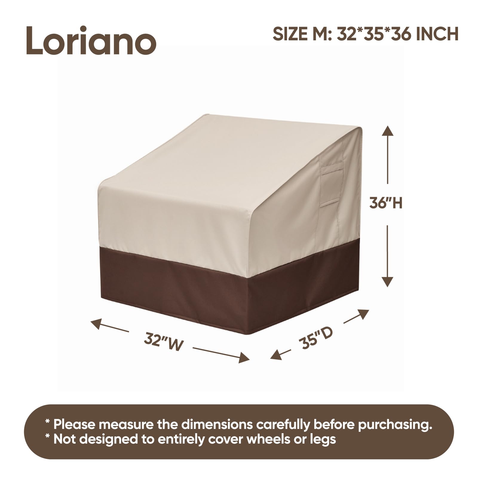 Loriano Patio Chair Covers Waterproof Outdoor Chair Covers 600D Heavy Duty Fit As Lawn Lounge Deep Seat(2 Pack,Median)