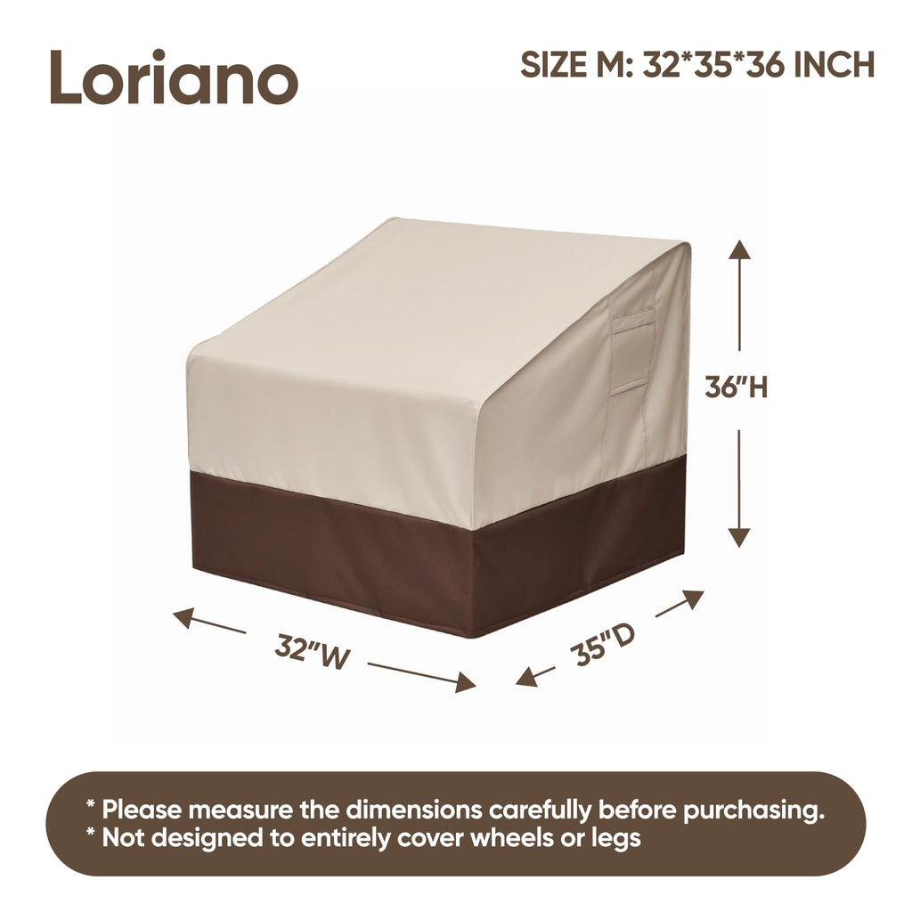 Loriano Patio Chair Covers Waterproof Outdoor Chair Covers 600D Heavy Duty Fit As Lawn Lounge Deep Seat(2 Pack,Median)