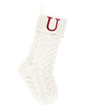Kunyida 18 Inches Personalized Initial Monogram Christmas Stockings Ivory Family Xmas Stockings for Fireplace and Home Decor,Emb