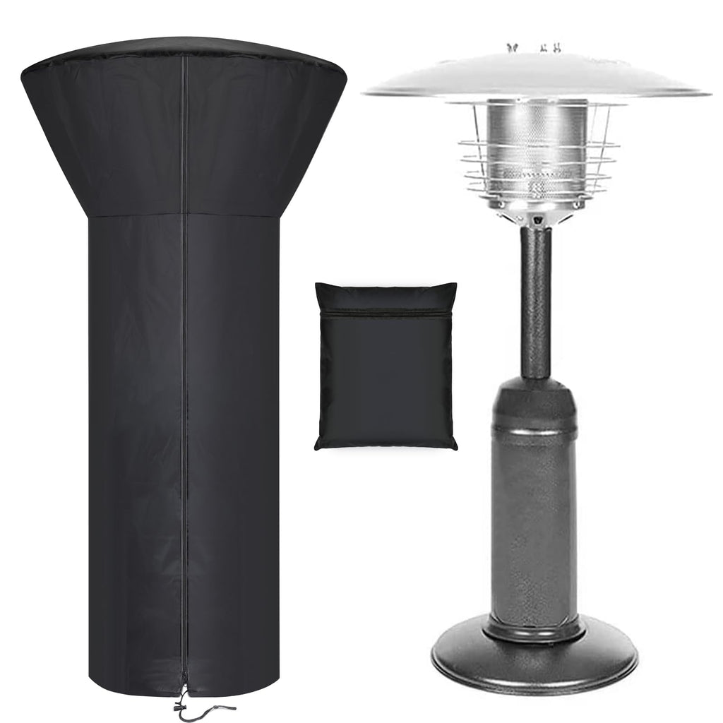 Patio Tabletop Heater Covers With Zipper And Storage Bag,Waterproof,Dustproof,Wind-Resistant,Sunlight-Resistant,Snow-Resistant,Black,38'' Height X 24' Dome X 14.5' Base