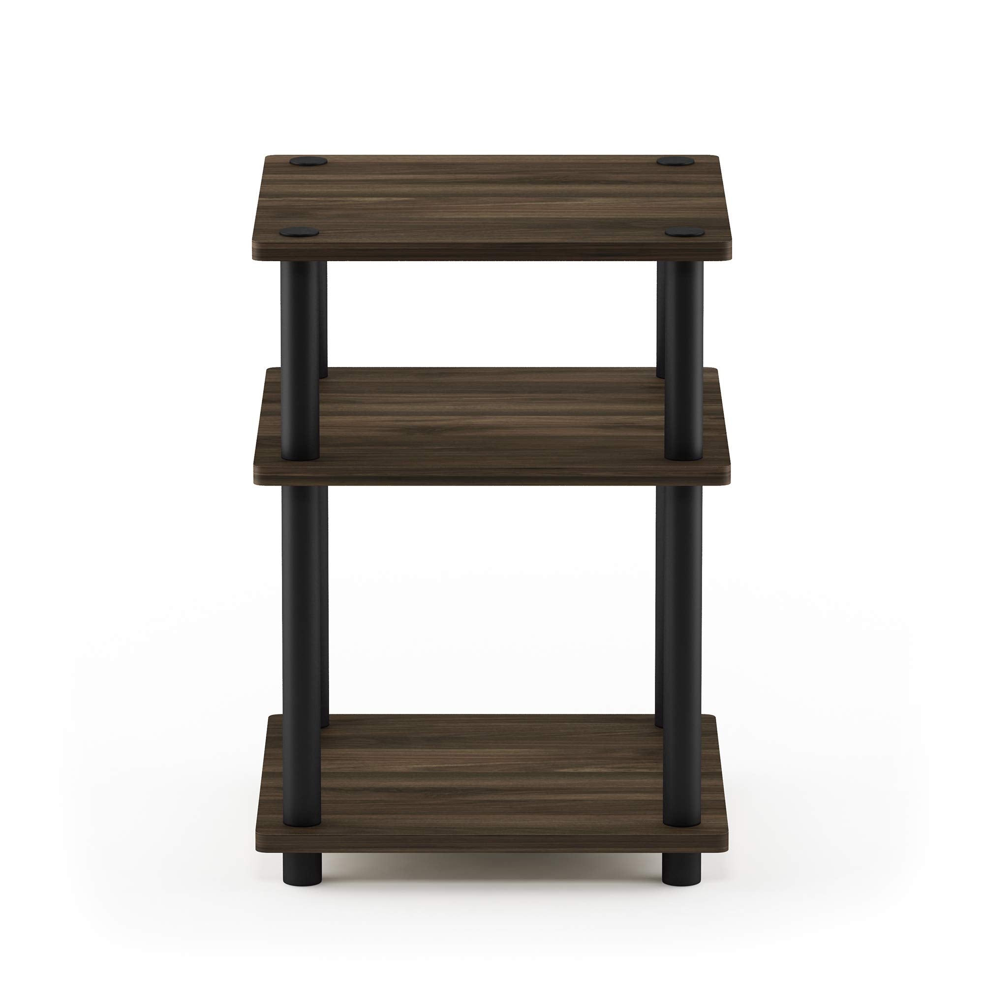 Furinno Turn-N-Tube Easy Assembly Multipurpose End Table / Side Table / Sofa Table / Nightstand, Round Tubes, Columbia Walnut