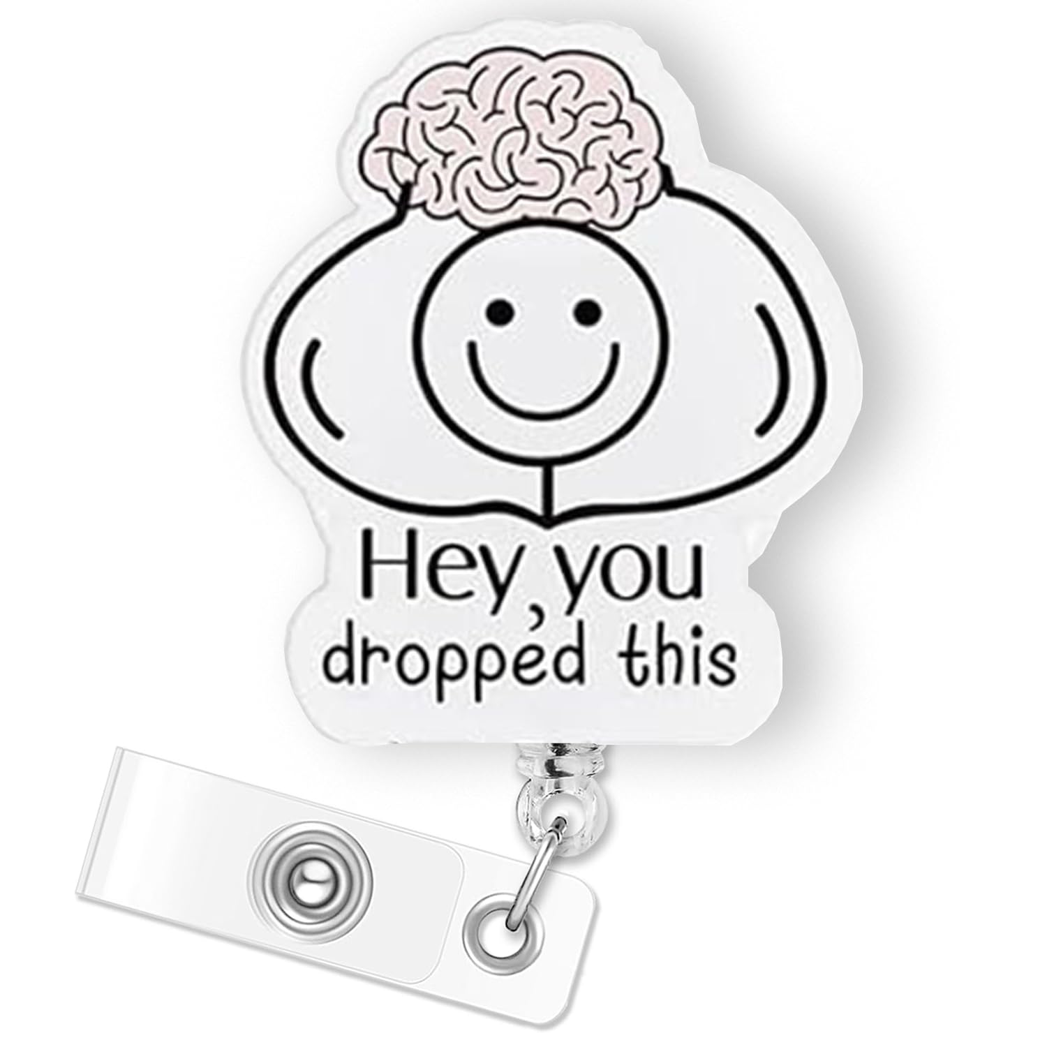 Hey You Dropped This Funny Brain Badge Reel Holder Retractable | Cute Neurology Badge Reel With Alligator Clip & 24    Durable N