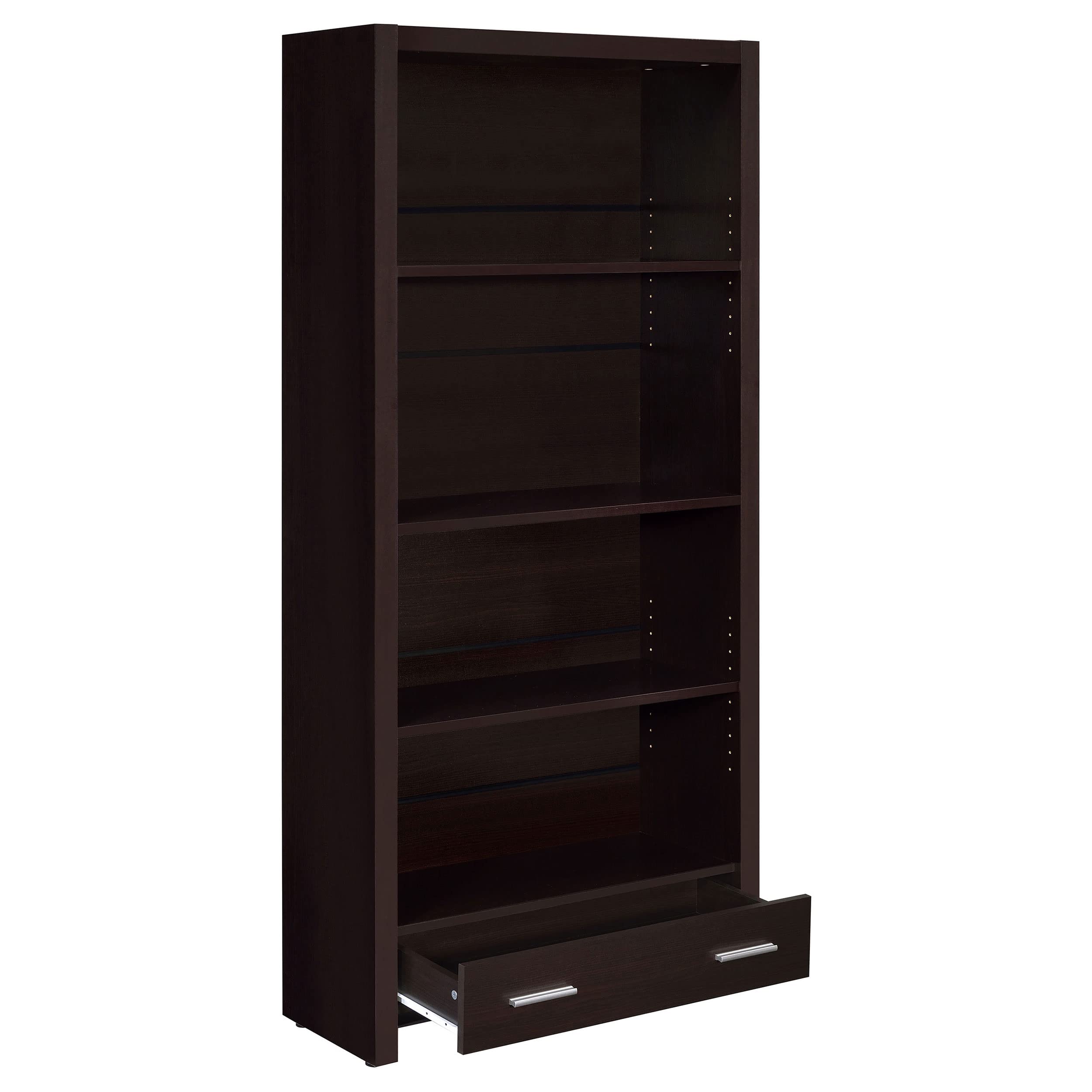 Coaster Home Furnishings 800905 Skylar 4-Shelf Bookcase with Storage Drawer, Cappuccino
