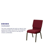Flash Furniture Hercules Series 18.5''W Stacking Church Chair In Burgundy Fabric - Gold Vein Frame