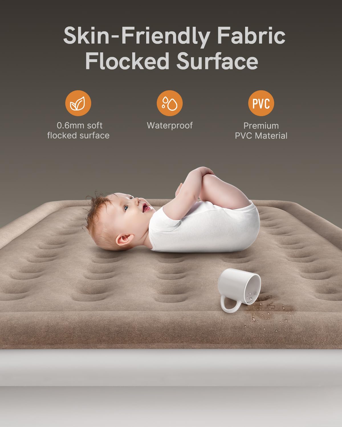 Natracalm Queen Air Mattress With Built In Pump, Blow Up Mattress In 3 Mins Self-Inflation/Deflation, Foldable Inflatable Mattre