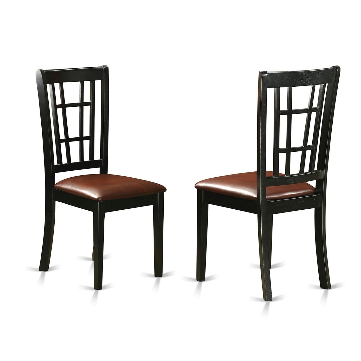East West Furniture SHNI3-BLK-LC 3 Piece Kitchen Set for Small Spaces Contains a Round Table with Pedestal and 2 Faux Leather Dining Room Chairs, 42x42 Inch