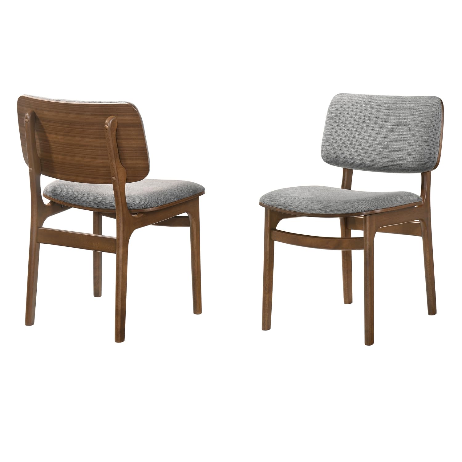 Armen Living Lima Wood Dining Accent Chairs Finish Fabric-Set of 2, 20'' Wide, 22''D x 20''W x 31.5''H, Walnut/Grey