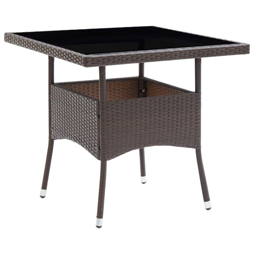 vidaXL Patio Dining Table Garden Outdoor Patio Home Indoor Dining Room Living Room Kitchen Dining Table Furniture Brown Poly Rattan