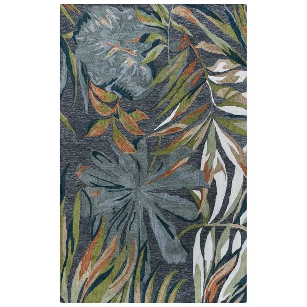 Mirage 5' X 7'6" Floral Gray/Blue/Green/White/Orange Hand Tufted Rug