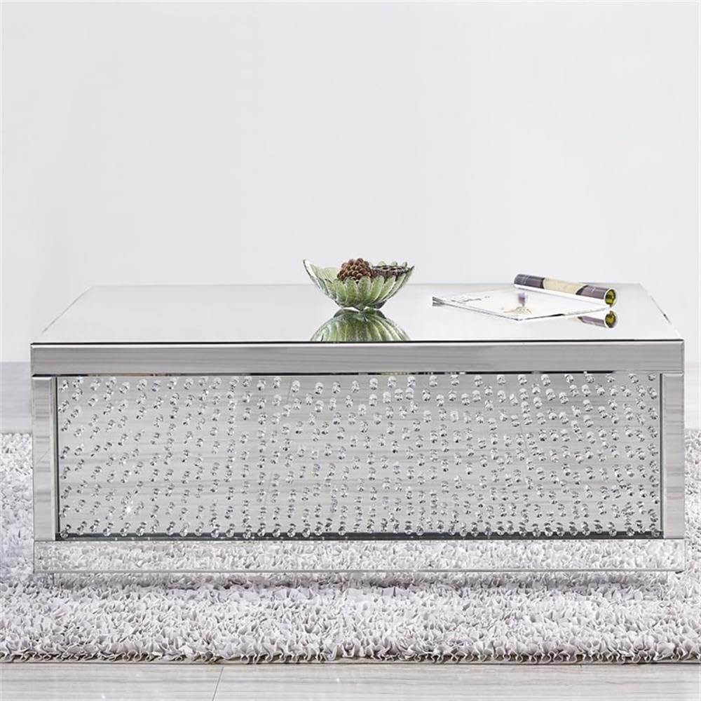 Elegant Decor Modern 48&quot; Clear Crystal Mirrored Accent Coffee Table