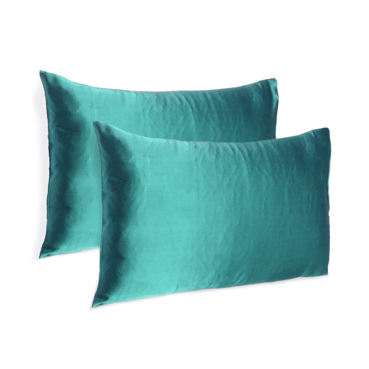 HomeRoots Teal Dreamy Set of 2 Silky Satin King Pillowcases