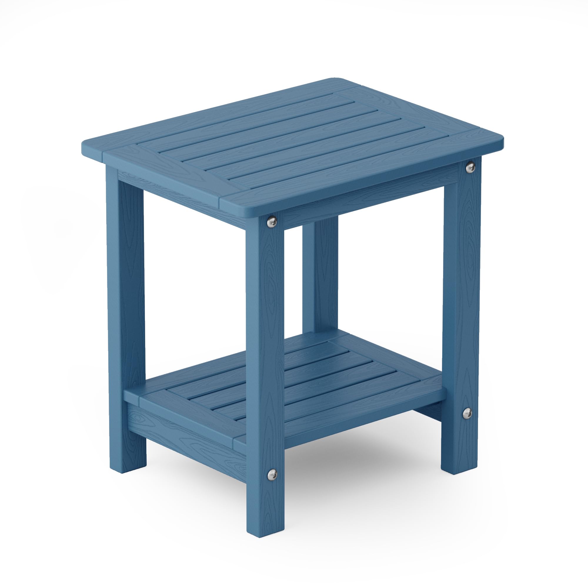 Yefu Small Table Side Tables Outdoor Coffee Table For Patio Living Room Bedroom(Navy Blue, Double Layer)