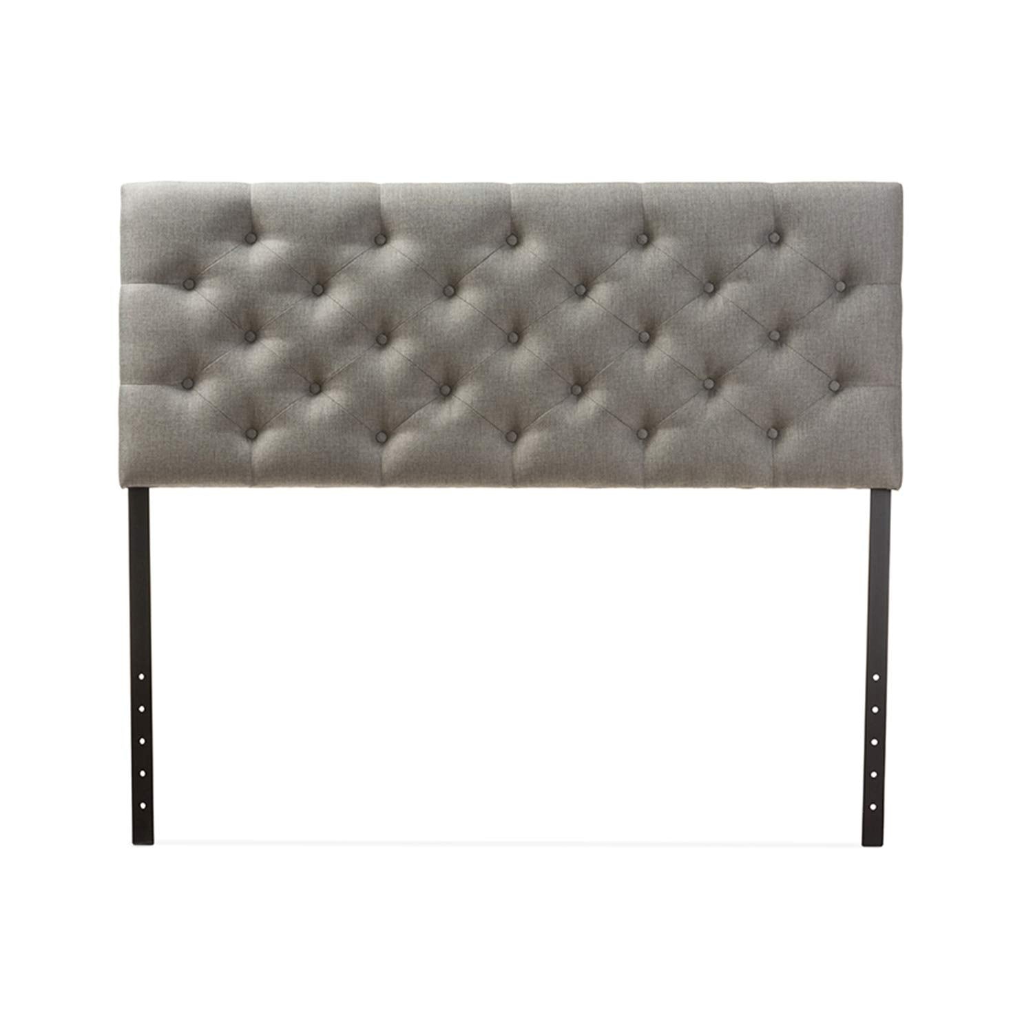 Baxton Studio Viviana Modern and Contemporary Grey Fabric Upholstered Button-Tufted Full Size Headboard