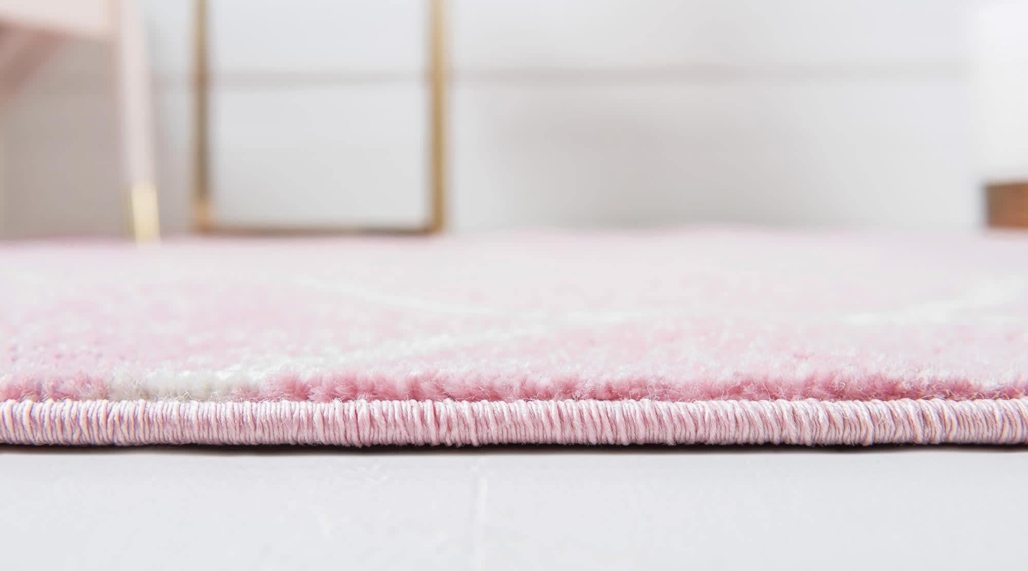 Unique Loom Trellis Frieze Collection Area Rug - Rounded (2' X 13' 1'' Runner, Light Pink/ Ivory)