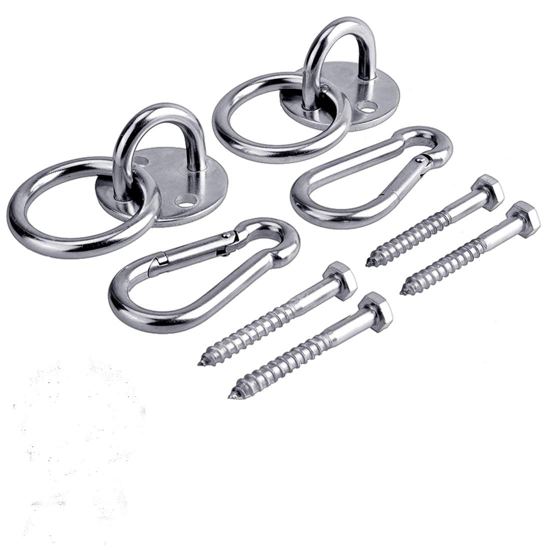 Hammock Hanging Hook Kit, Load Capacity 1400 lb, Stainless Steel Round Mount Pads, Spring Snap Hooks, Lag Screws Set for Hammock