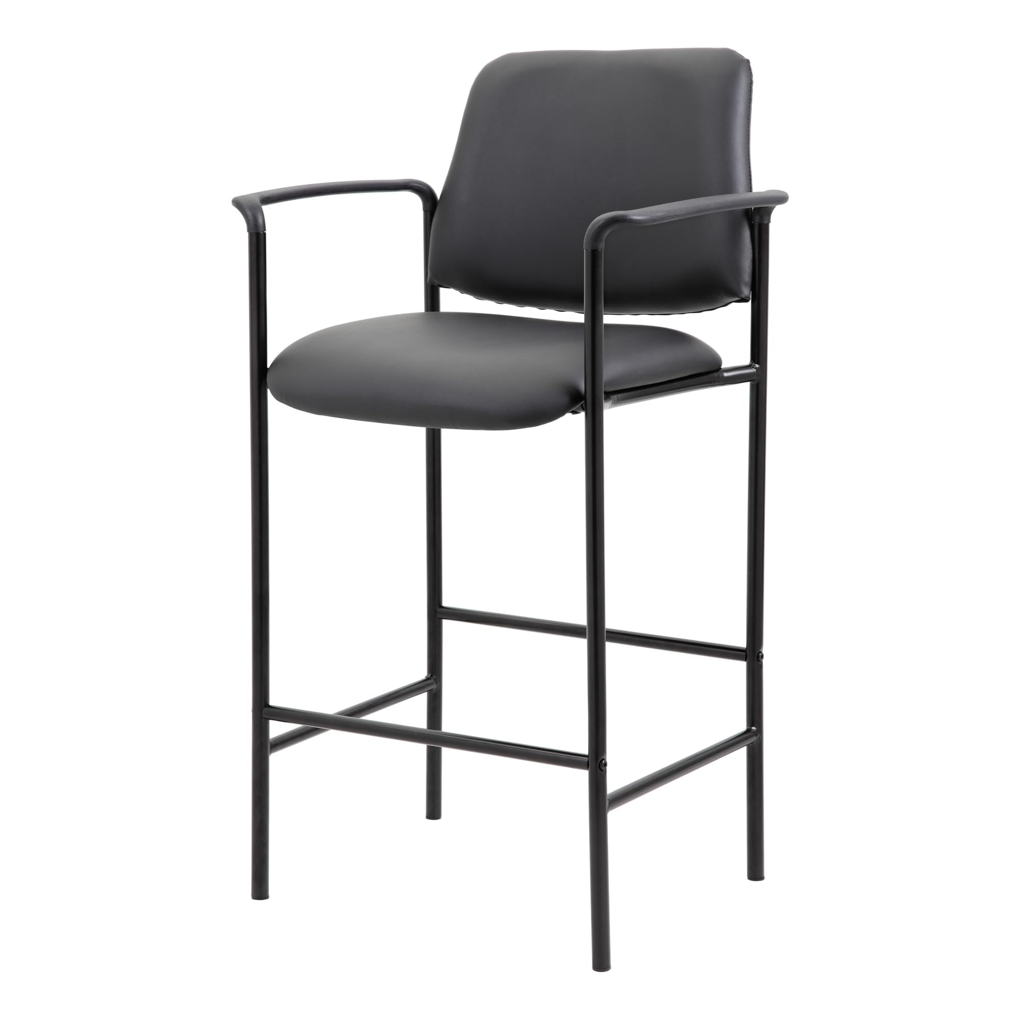 Boss Square Back Diamond Stool W/Arm In Black Caressoft (B169503-Cs)