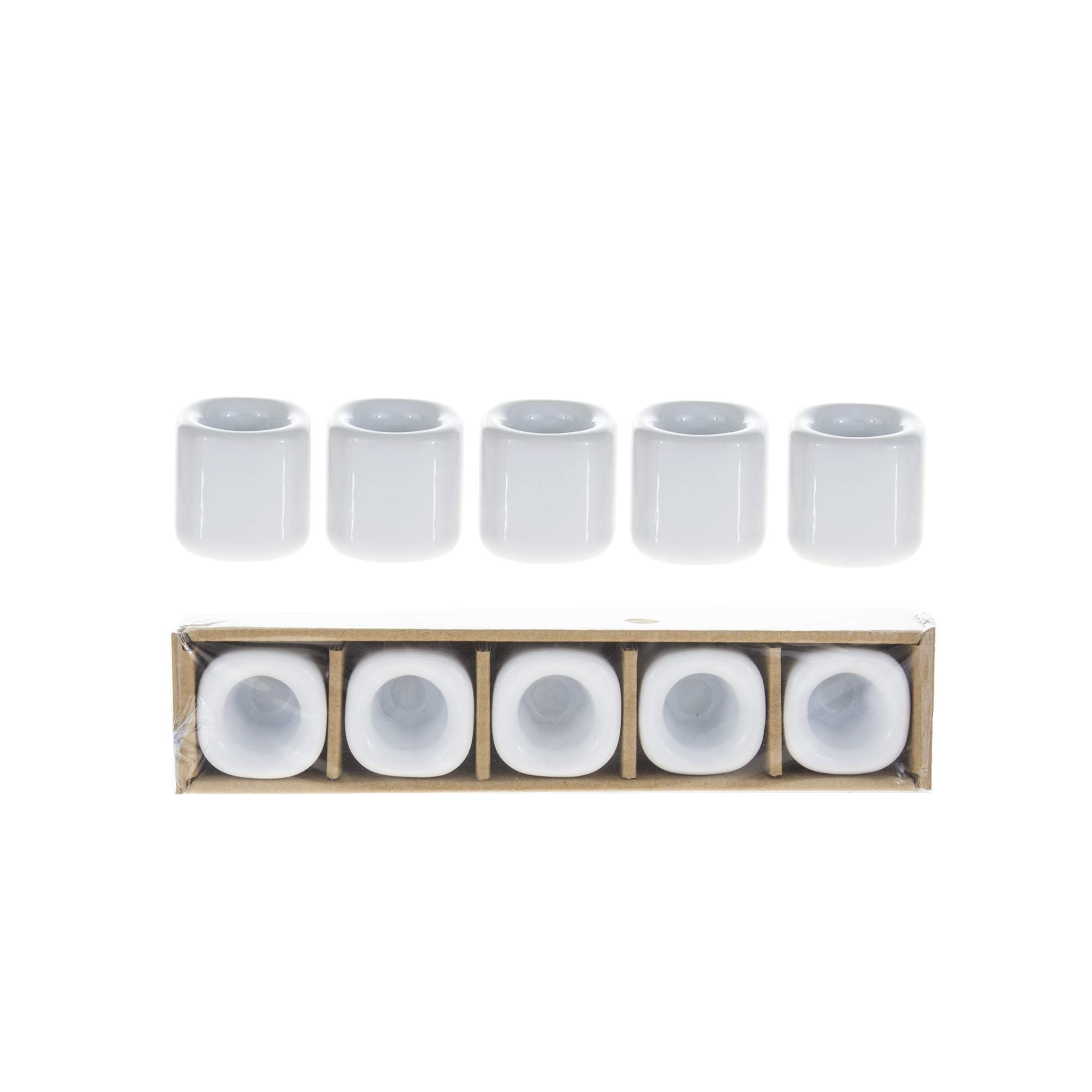 Mega Candles 5 pcs 7/8 Inch Diameter White Ceramic Chime Ritual Spell Candle Holders, Great for Casting Chimes, Rituals, Spells,