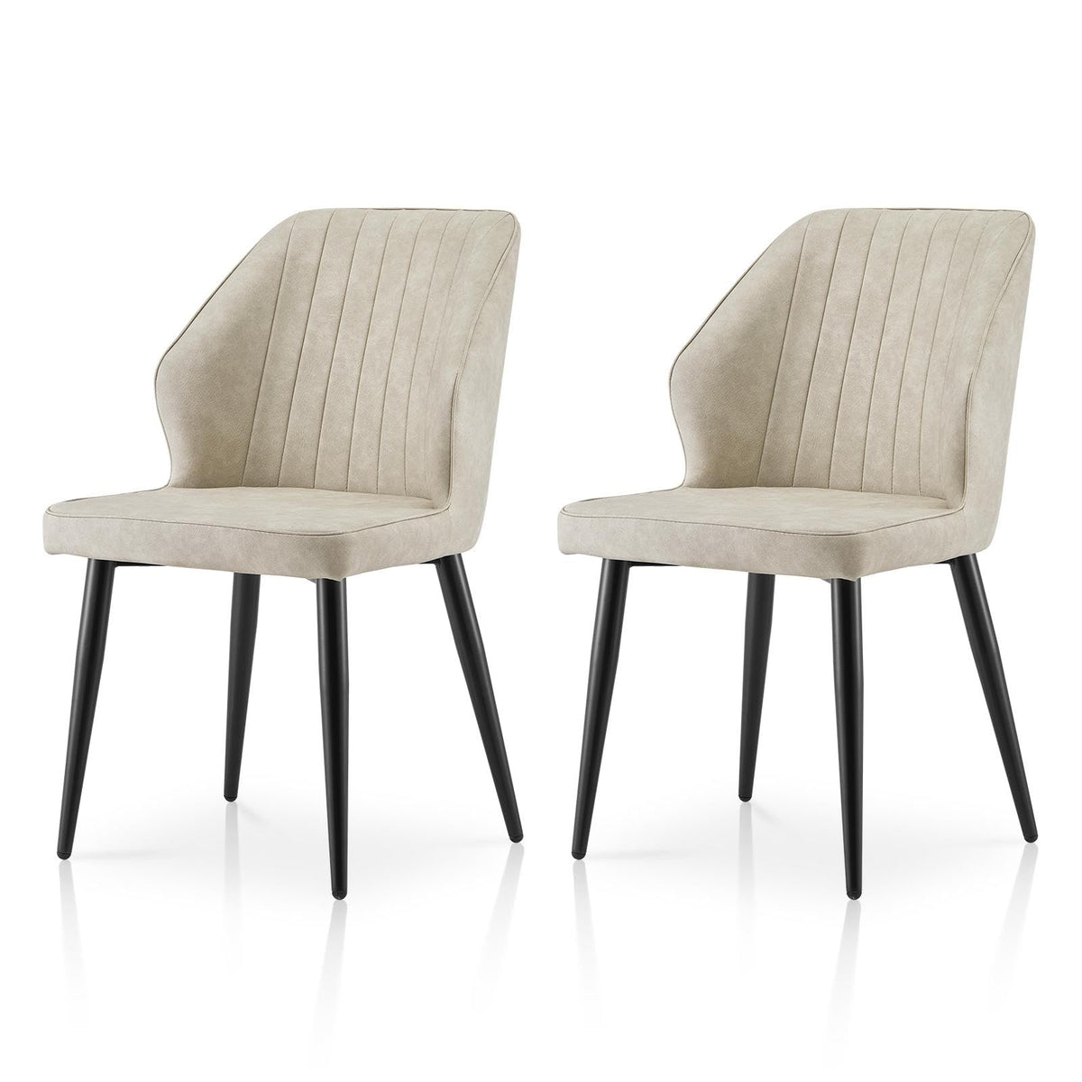 Tukailai Modern Dining Chairs Set Of 2, Faux Leather Kitchen Chairs Lounge Leisure Living Room Corner Chairs Leatherette Guest Reception Chairs With Backrest And Padded Seat (Cream)