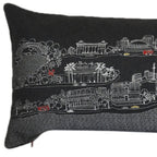 HomeRoots Grey 45' Black New Orleans Nighttime Skyline Lumbar Decorative Pillow