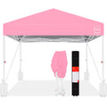 Best Choice Products 12x12ft Pop Up Canopy Tent, Outdoor Shade, 1 Person 1 Minute Set Up, Carry Case, 4 Weight Bags - Pink/White