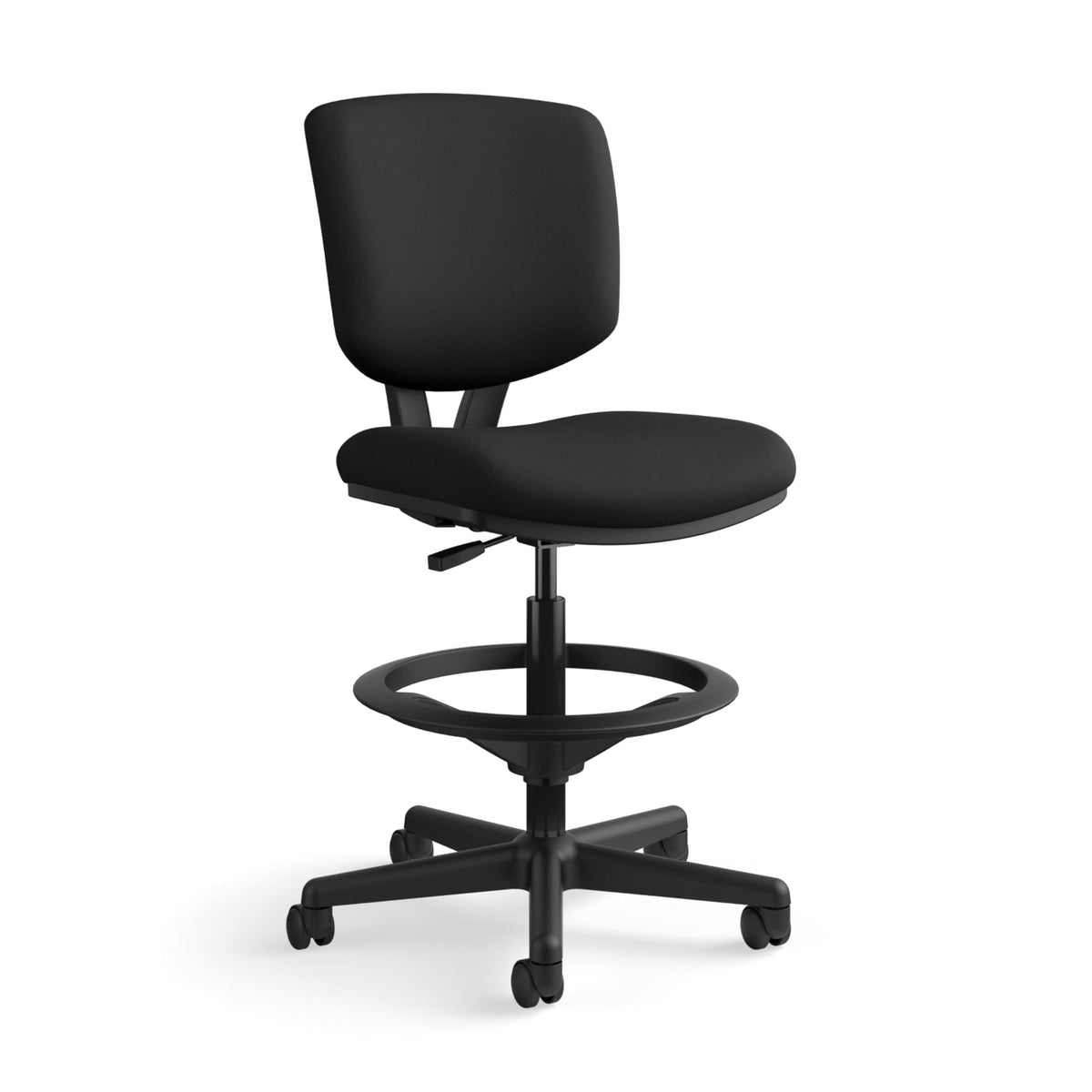 HON Volt Standing Desk Chair, Fabric Office Chair with Foot Rest, Armless, Ergonomic Recline and Center Tilt, Black