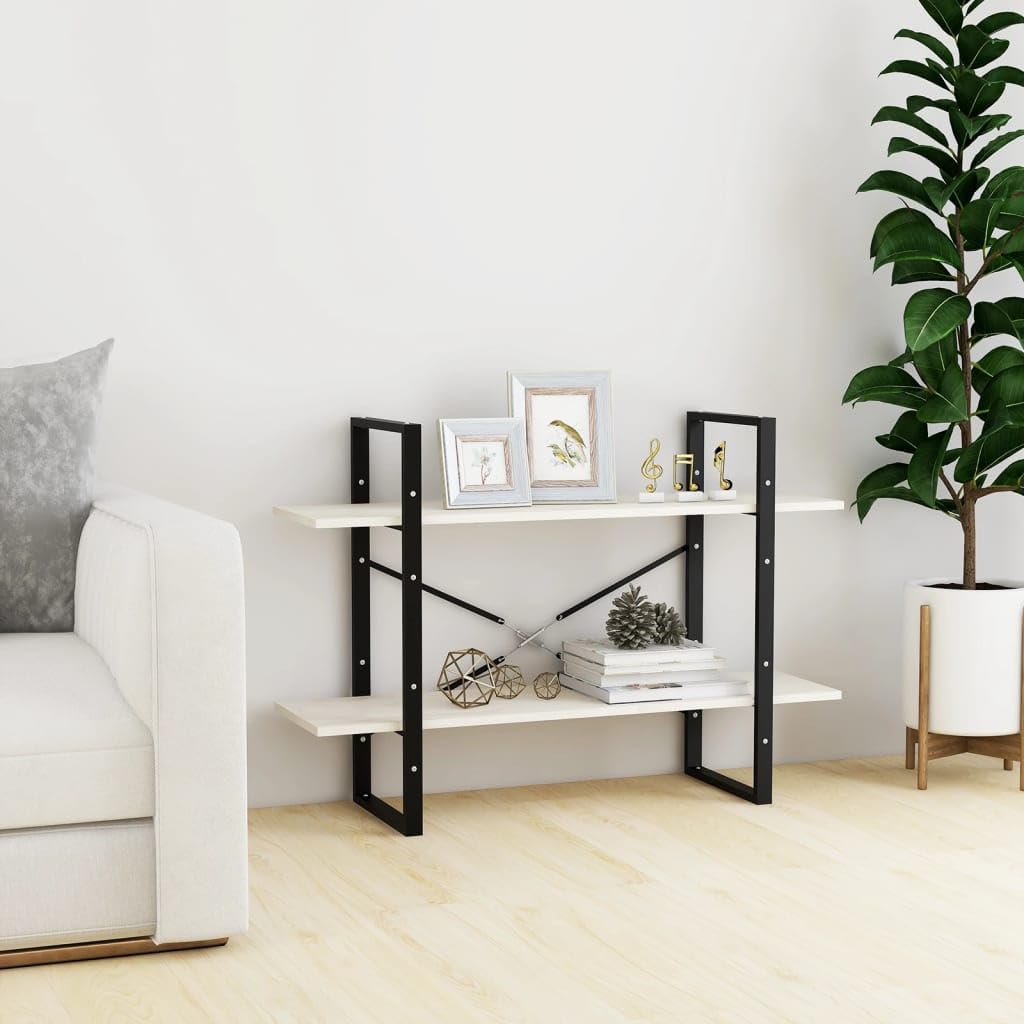 vidaXL 2-Tier Book Cabinet White 39.4&quot;x11.8&quot;x27.6&quot; Solid Pine Wood