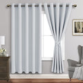 Jiuzhen Greyish White Blackout Curtains With Tiebacks Thermal Insulated, Light Blocking And Noise Reducing Grommet Curtains For And Living Room, Set Of 2 Window Curtain Panels, 60 X 72 Inch Length