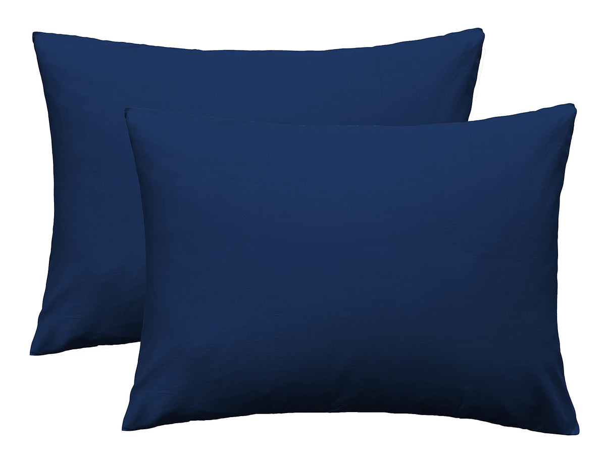 Imaylex Soft 100% Egyptian Cotton Zipper Pillow Case, Cozy And Lightweight Pillowcase, Set Of 2, Navy Blue, Queen, 20' X 30'